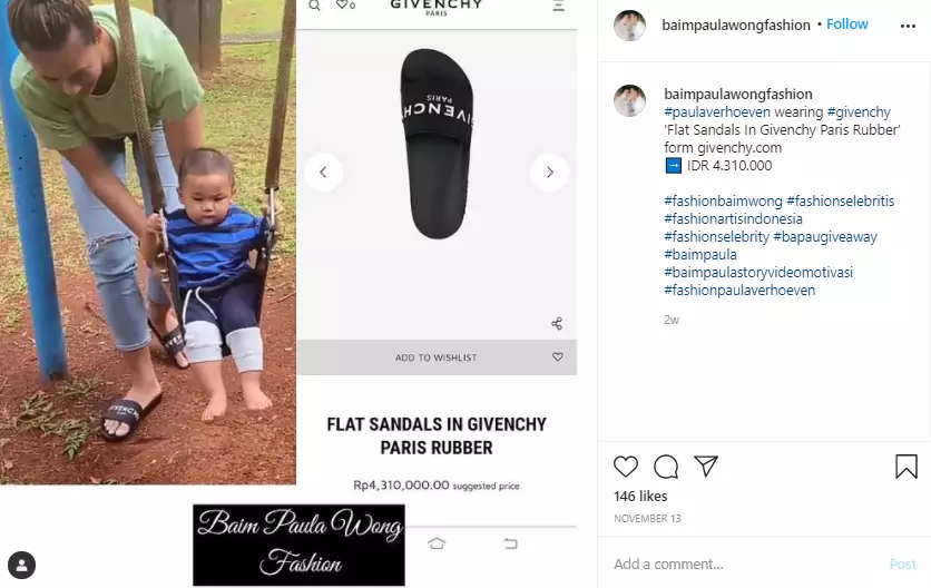 Harga fashion Paula Verhoeven saat momong Kiano Instagram