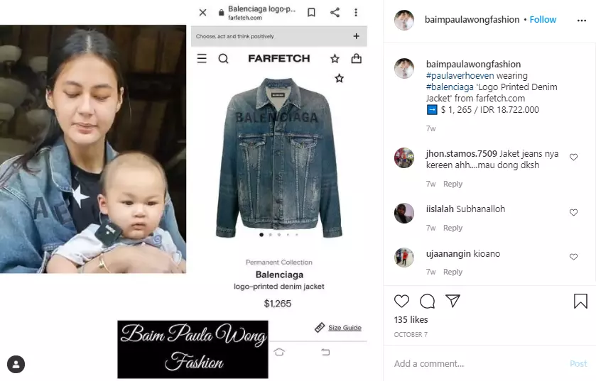 Harga fashion Paula Verhoeven saat momong Kiano Instagram