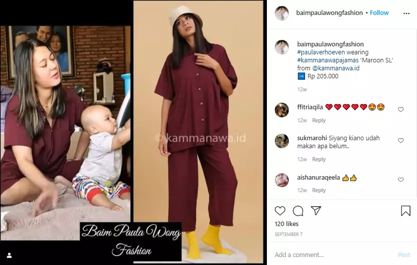 Harga fashion Paula Verhoeven saat momong Kiano Instagram