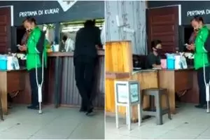 Kisah haru driver ojek online difabel, dapat bantuan kaki palsu