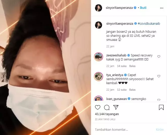 Sinyorita positif Covid-19 © Instagram Sinyorita positif Covid-19 © Instagram