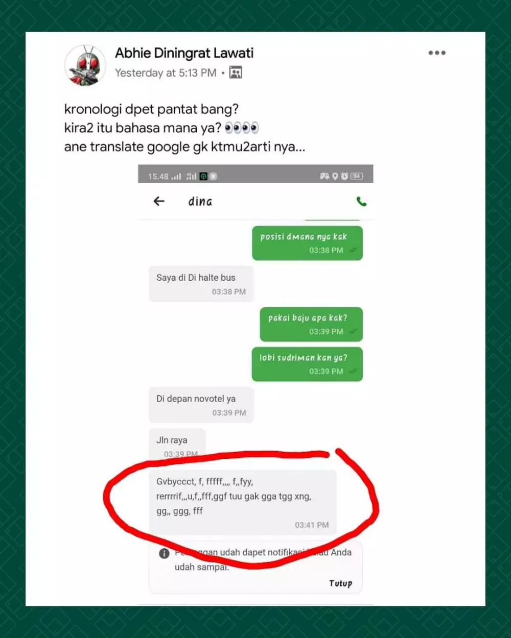 Chat petunjuk lokasi ojol berbagai sumber