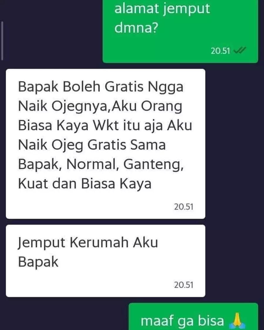 Chat petunjuk lokasi ojol berbagai sumber