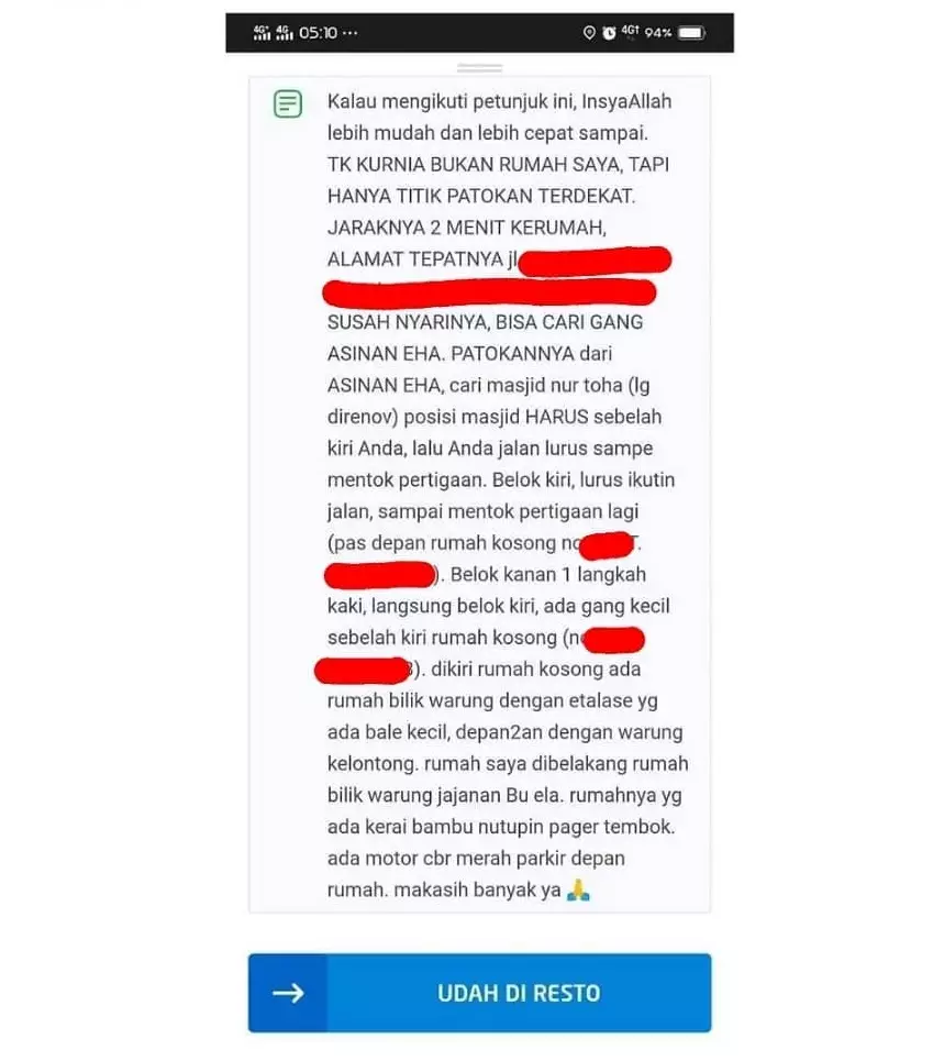Chat petunjuk lokasi ojol berbagai sumber