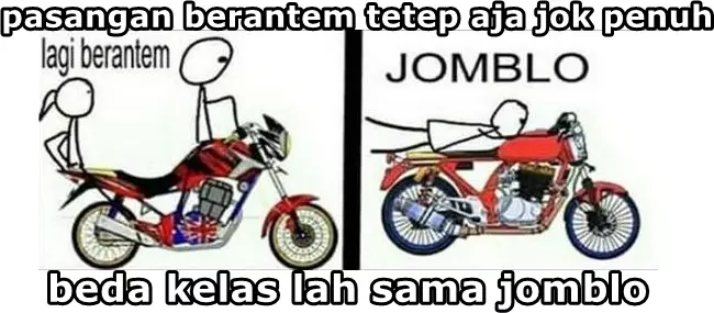 meme jomblo naik motor Berbagai sumber
