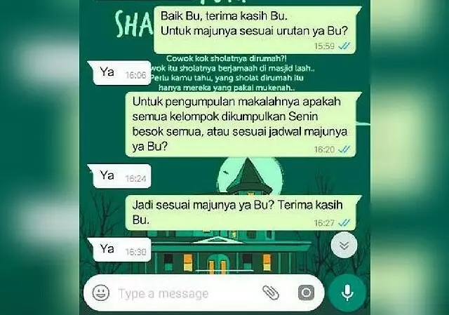 Balasan singkat dari dosen berbagai sumber