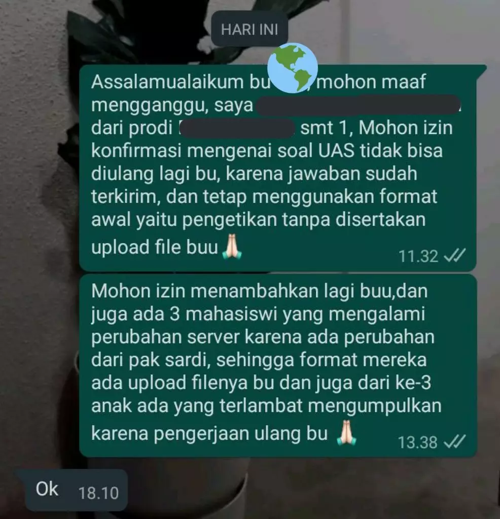 Balasan singkat dari dosen berbagai sumber