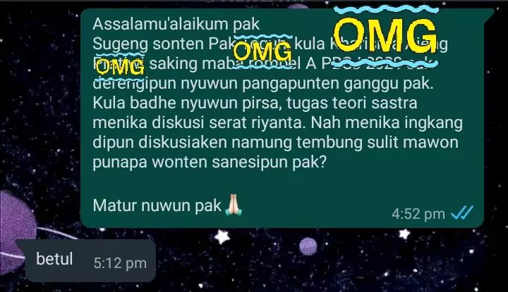 Balasan singkat dari dosen berbagai sumber