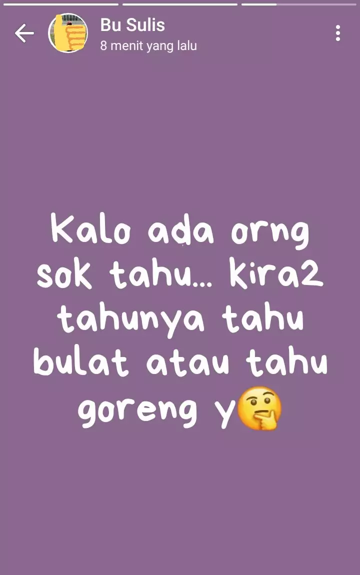 Pertanyaan di status WA © Twitter