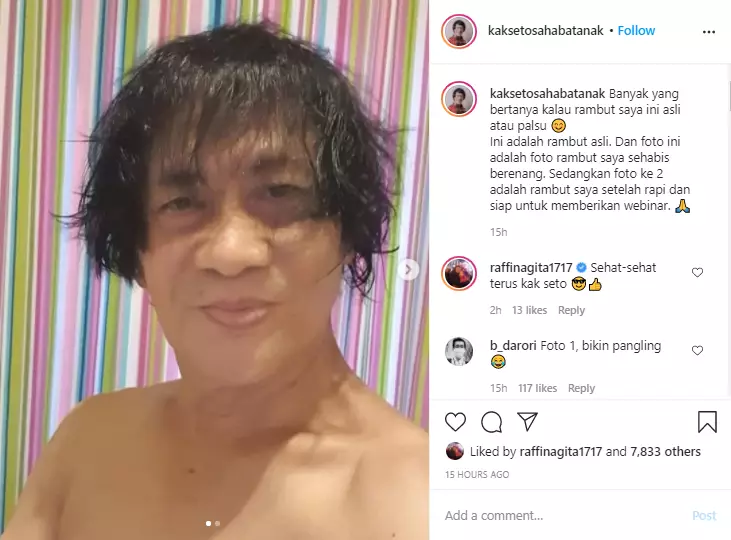 Kak Seto pamer rambut asli sehabis berenang Instagram Kak Seto pamer rambut asli sehabis berenang Instagram