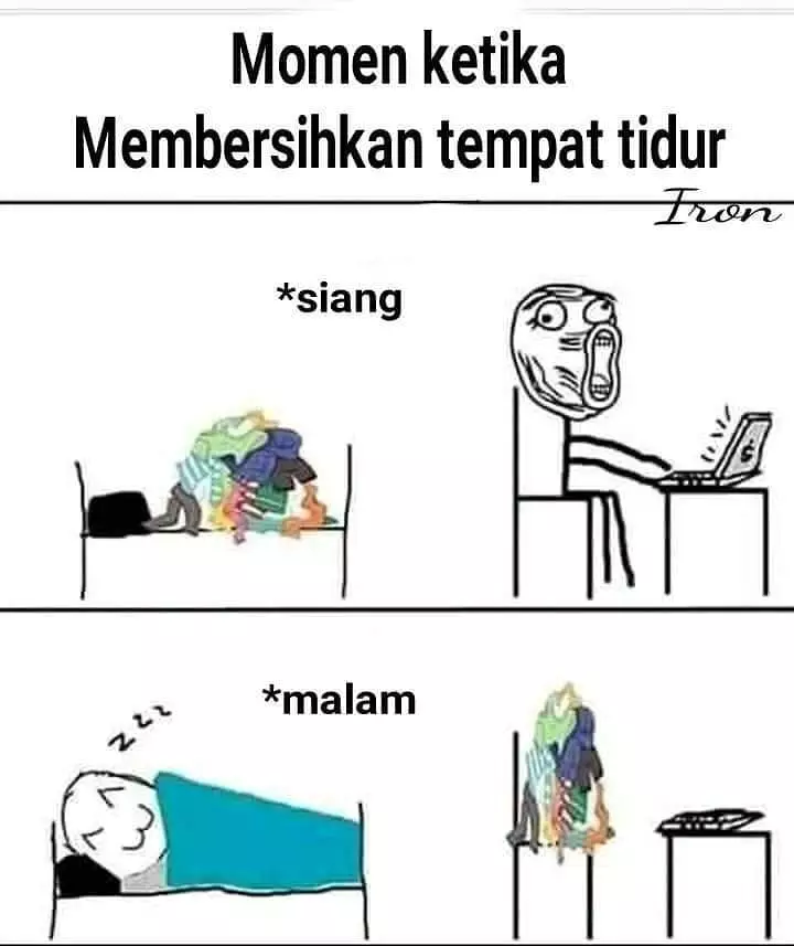 meme lucu aku vs kasur © Berbagai Sumber