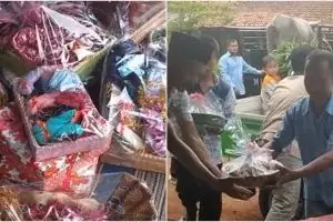 Lamar sang kekasih, pria ini bawa seserahan sebanyak dua mobil pickup