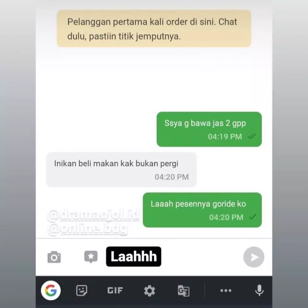 Chat ojek online salah paham © In