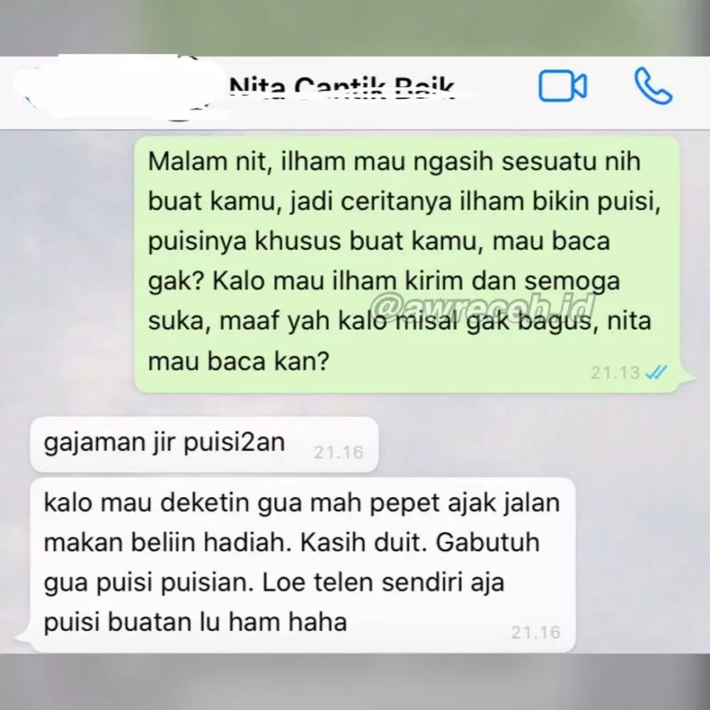 Balasan pedih chat PDKT berbagai sumber Balasan pedih chat PDKT berbagai sumber