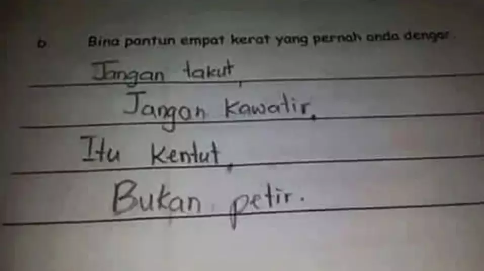 jawaban tugas lucu siswa © Berbagai Sumber