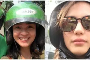 Gaya selfie 15 seleb cantik saat naik ojek online, antijaim