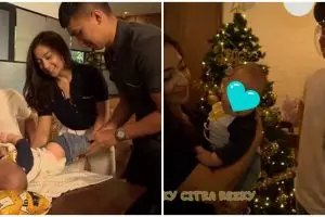 10 Momen Nikita Willy bareng baby Athar, belajar gantikan popok
