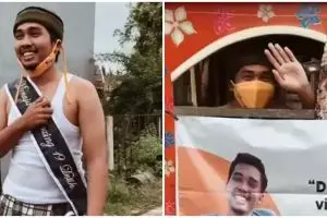 Gelar pesta lajang, cowok ini diarak keliling kampung naik odong-odong