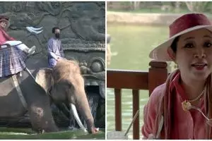 8 Momen Titiek Soeharto dijemput gajah untuk sarapan, curi perhatian