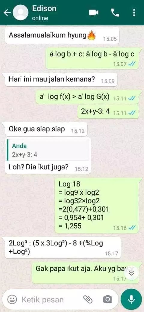 Chat lucu pakai rumus berbagai sumber Chat lucu pakai rumus berbagai sumber