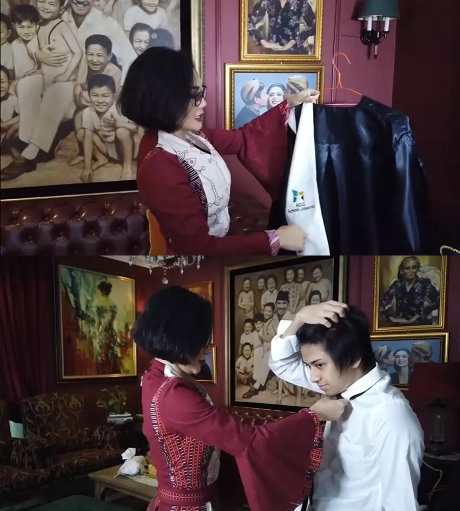 Potret Yuni Shara lakukan pekerjaan rumah © YouTube