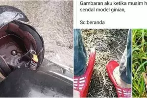 10 Momen apes di jalan pas musim hujan, bikin angguk setuju