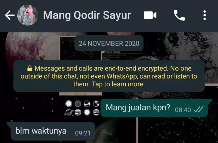 Chat Whatsapp lucu dengan tukang sayur © 2020 brilio.net