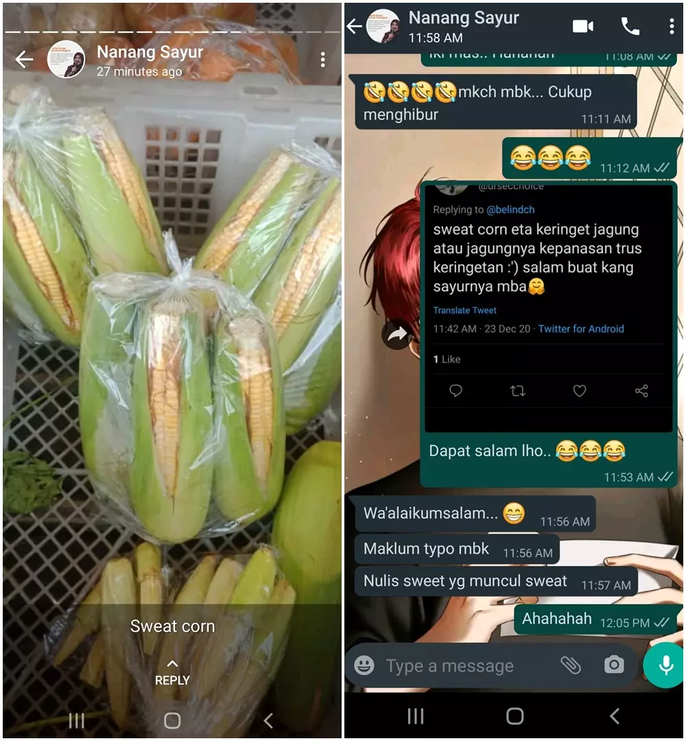 Chat Whatsapp lucu dengan tukang sayur © 2020 brilio.net