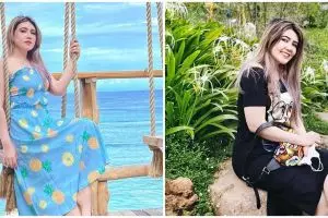 10 Momen Via Vallen liburan di Nusa Penida, berani panjat tebing curam