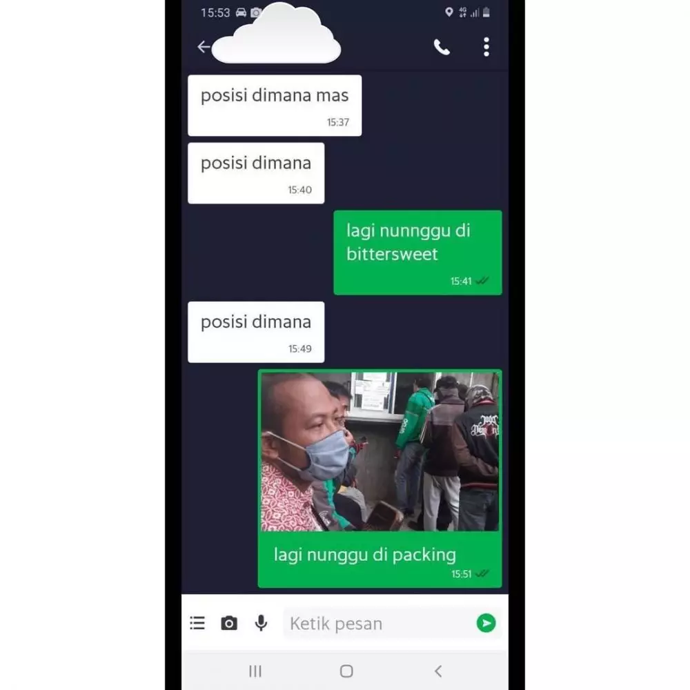 chat ojol tunggu menunggu © Instagram