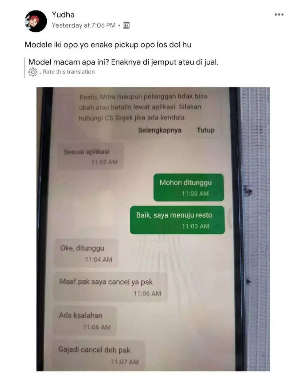 chat ojol tunggu menunggu © Instagram