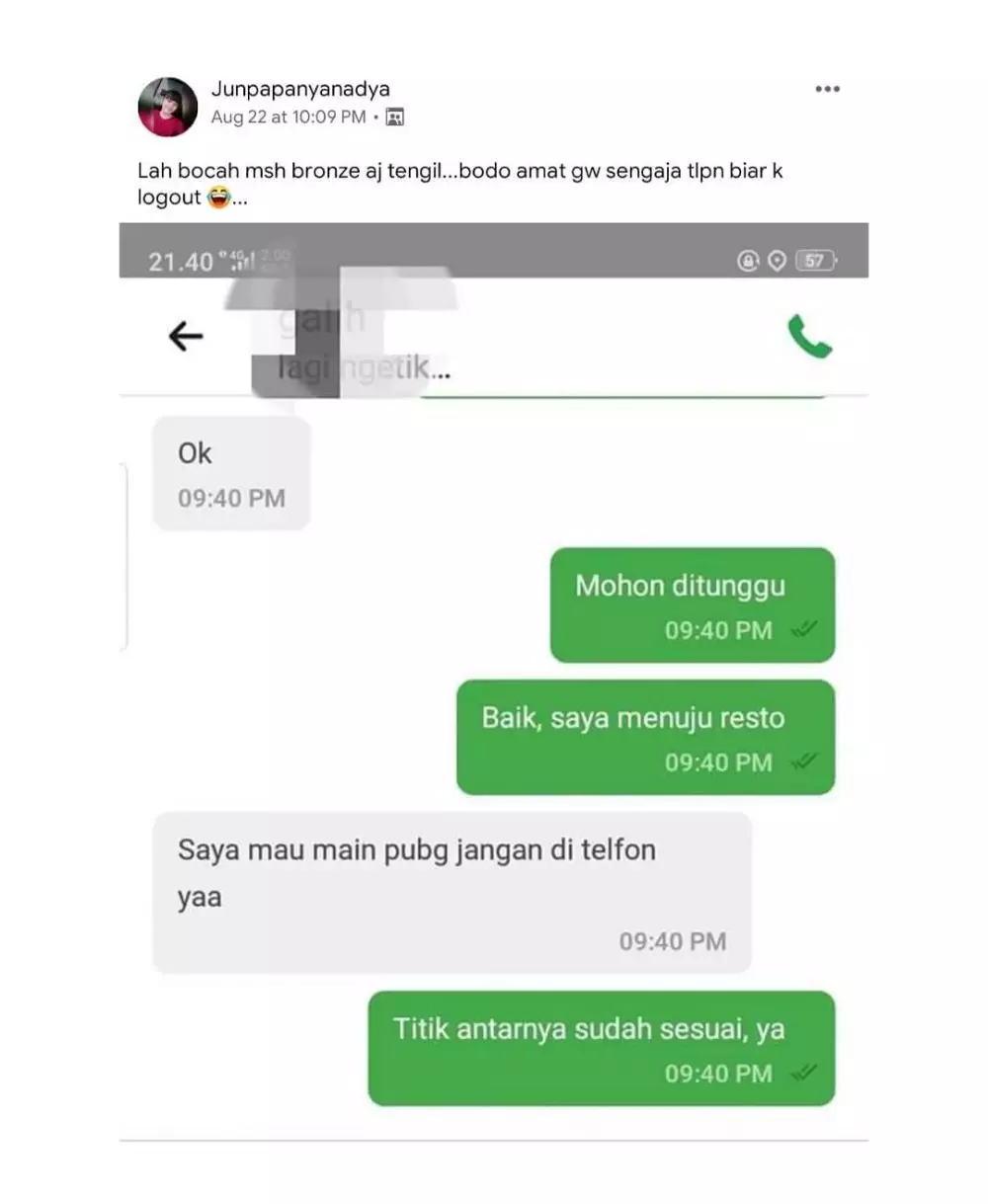 chat ojol tunggu menunggu © Instagram
