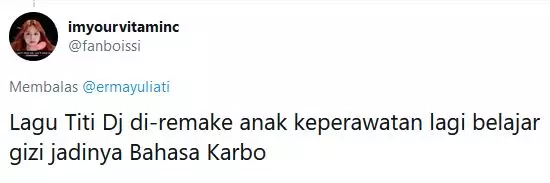 Pelesetan lagu Bahasa Kalbu © 2020 Twitter