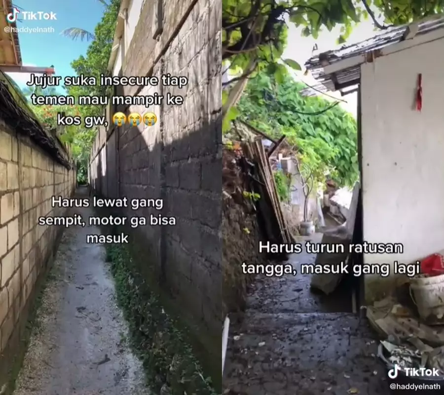 Penampakan kos-kosan gang sempit bikin takjub © TikTok