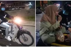 7 Momen Lesty & Rizky Billar kencan pakai motor dan makan di kaki lima