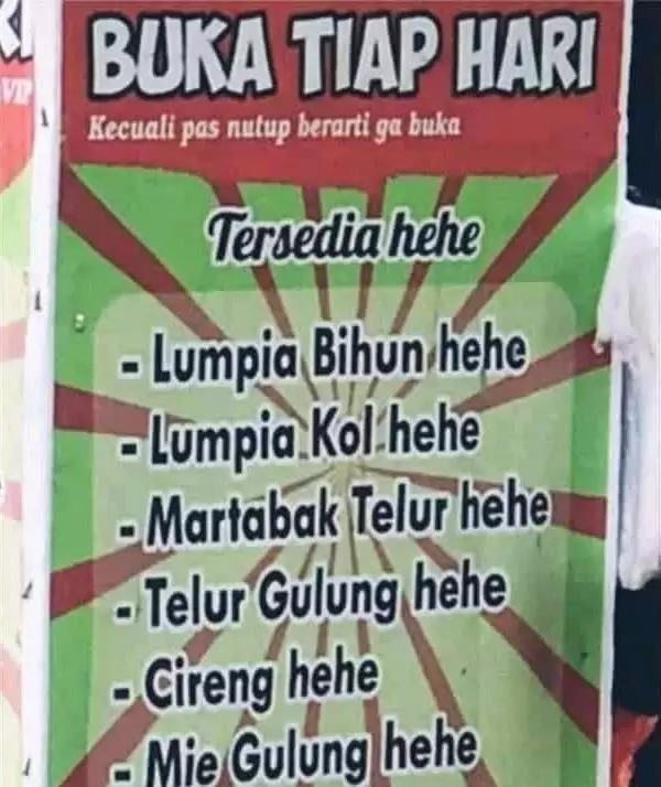 Tulisan menu makanan berbagai sumber