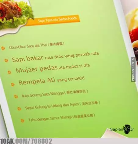 Tulisan menu makanan berbagai sumber