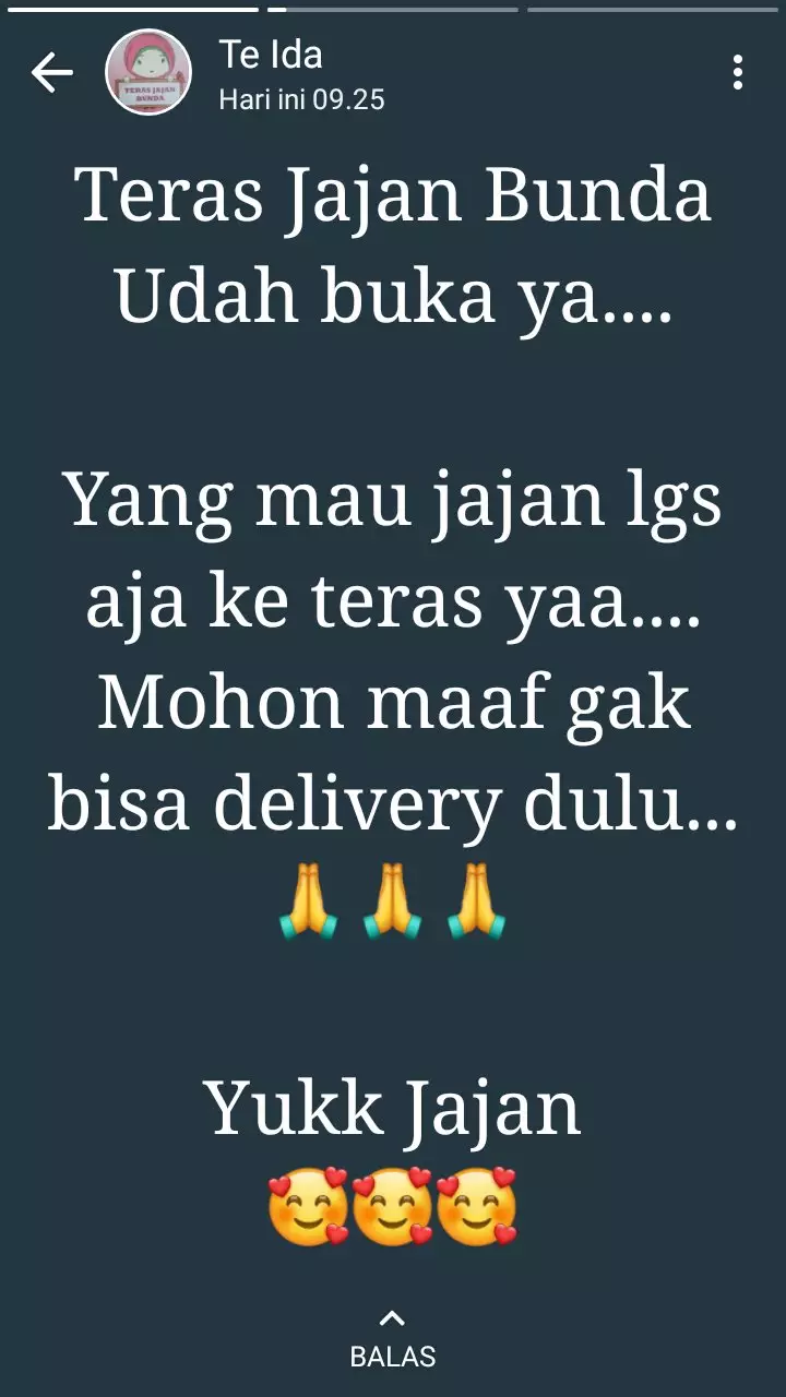 Pengumuman di WA Story pedagang berbagai sumber