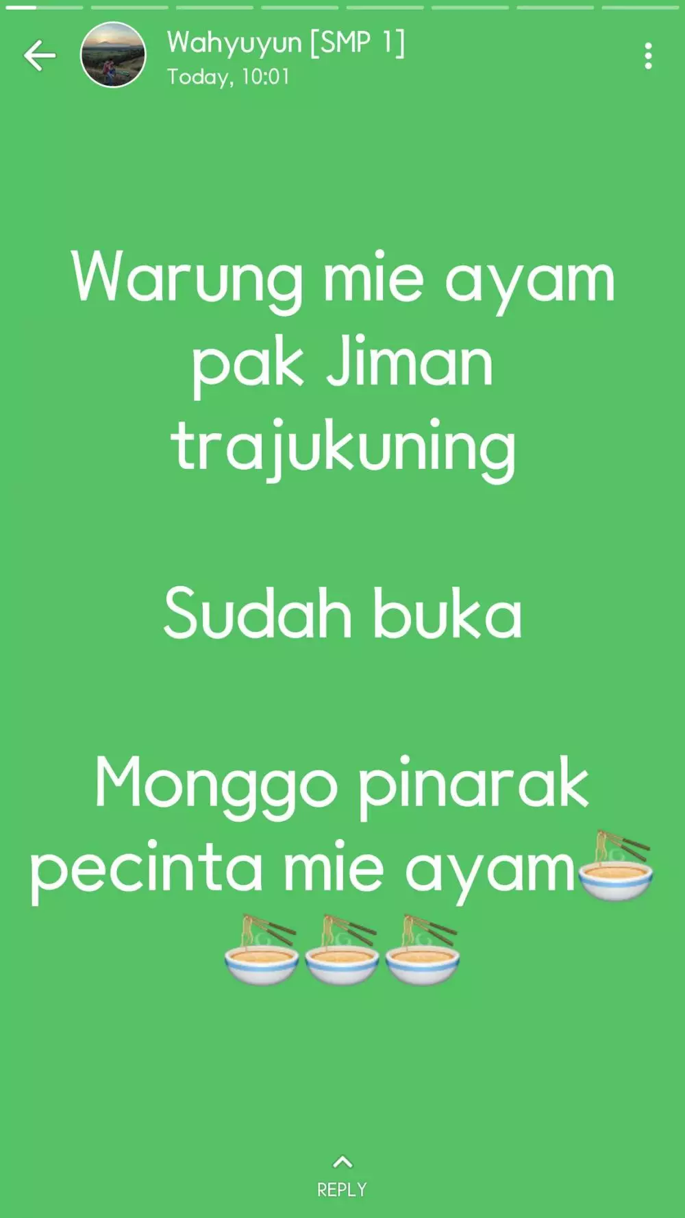 Pengumuman di WA Story pedagang berbagai sumber