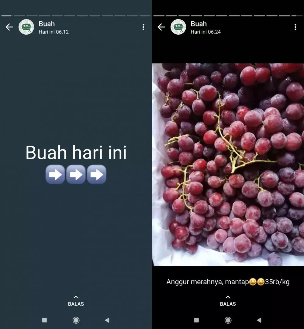 Pengumuman di WA Story pedagang berbagai sumber