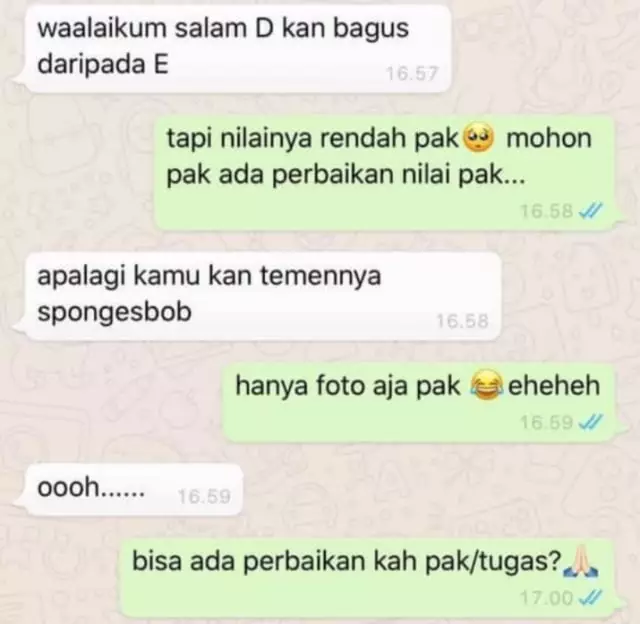 Chat lucu pamer nilai berbagai sumber