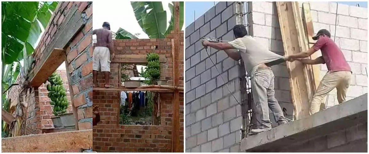 10 Aksi kocak tukang bangunan renovasi rumah ini bikin geleng kepala