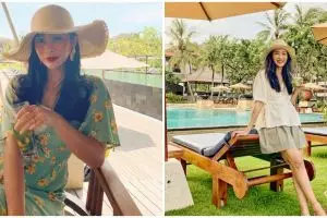 9 Potret seru liburan tahun baru Bunga Zainal dan suami di Bali