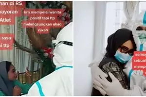 Momen pertemuan pasangan yang menikah virtual di wisma atlet