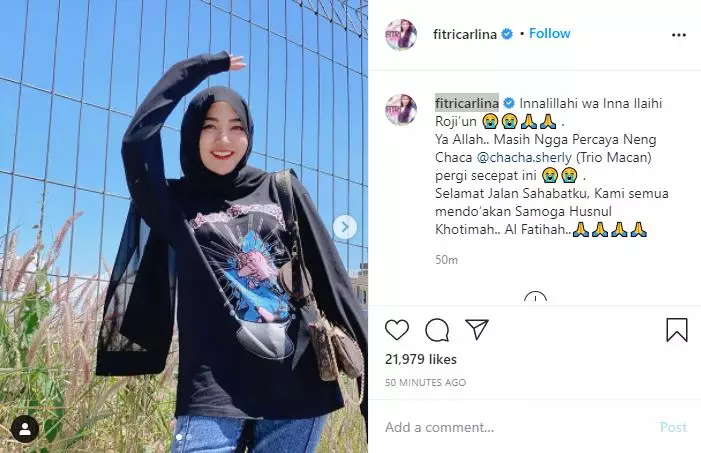 Chacha Sherly meninggal dunia © 2021 brilio.net