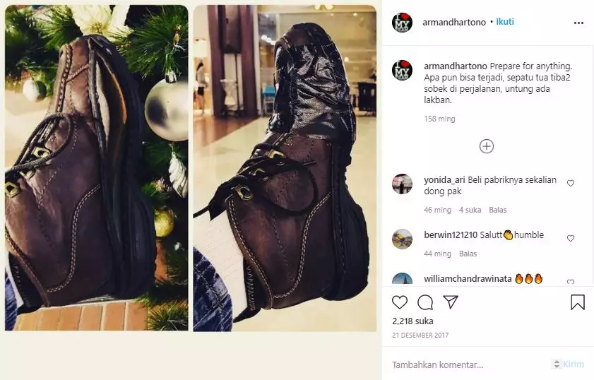 sepatu jebol milik orang terkaya di RI © Instagram