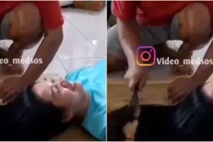 Cara nyeleneh wanita potong rambut ini bikin yang lihat deg-degan