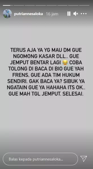 Curhat Putri Anne sering dapat DM kasar © Instagram