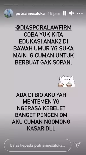 Curhat Putri Anne sering dapat DM kasar © Instagram