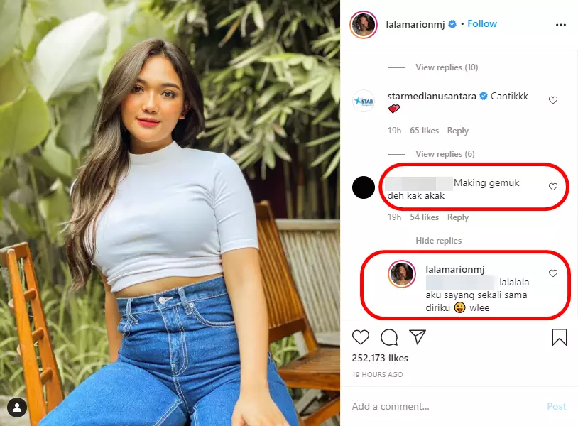reaksi santai Marion Jola jadi sorotan Instagram reaksi santai Marion Jola jadi sorotan Instagram